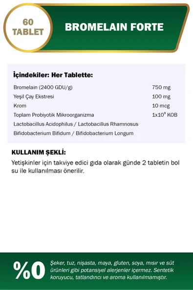 Nutraxin Bromelain Forte 60 Tablet - Resim 4