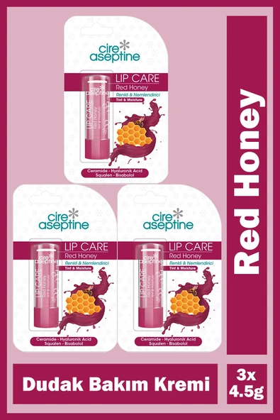 Cire Aseptine Red Honey Renkli Nemlendirici Dudak Bakım Kremi 4,5 gr 3 Adet ürün görseli 1