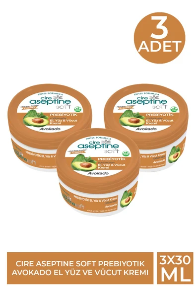Cire Aseptine Soft Prebiyotik Avokado El Yüz ve Vücut Kremi 30 ml 3 Adet ürün görseli 1