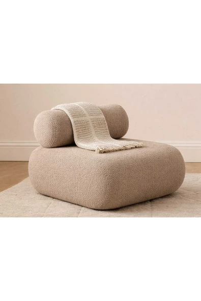 Elissa Home Luna Berjer , Teddy , Krem- Taş Rengi , Tekli Koltuk , Ofis , Cafe , Ev 90 x 60 ürün görseli 1
