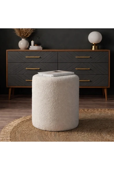 Elissa Home Long-teddy Silindir Puf "45 Cm Yükseklik" Bench Sandalye Dekoratif Makyaj Pufu 38 x 45 ürün görseli 1