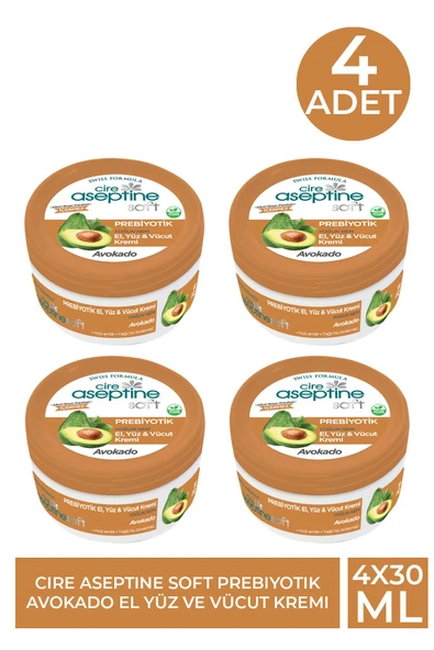 Cire Aseptine Soft Prebiyotik Avokado El Yüz ve Vücut Kremi 30 ml 4 Adet ürün görseli 1
