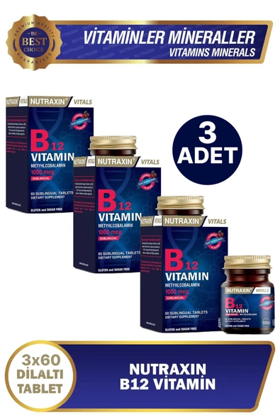 Nutraxin B12 Vitamin 60 Tablet 3 ADET ürün görseli 1