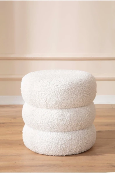 Elissa Home Bukle Puf Peluş Kumaş Boum Puf Beyaz 40 x 45 ürün görseli 1