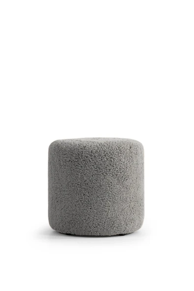 Elissa Home Lisa Puf Antrasit Tedy Kumaş Silindir Dekoratif Pufidik Puf Bench 42 x 42 ürün görseli 1