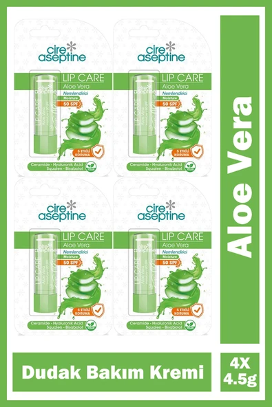 Cire Aseptine Aloe Vera Dudak Bakım Kremi 4,5 gr 4 Adet ürün görseli 1