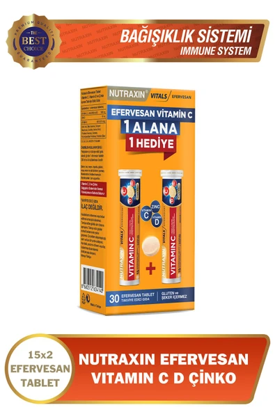 Nutraxin Vitamin C D Zinc 15 Efervesan Tablet - İkili Kofre ürün görseli 1