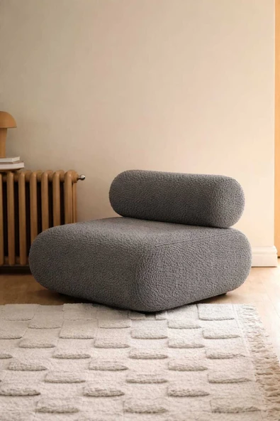 Elissa Home Luna Berjer , Teddy , Antrasit , Tekli Koltuk , Ofis , Cafe , Ev 90 x 60 ürün görseli 1