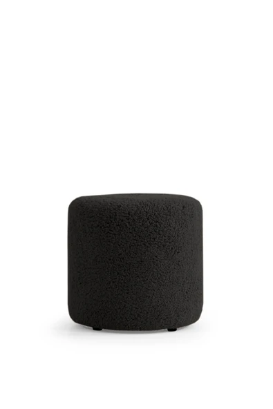 Elissa Home Lisa Puf Siyah Tedy Kumaş Silindir Dekoratif Pufidik Puf Bench 42 x 42 ürün görseli 1