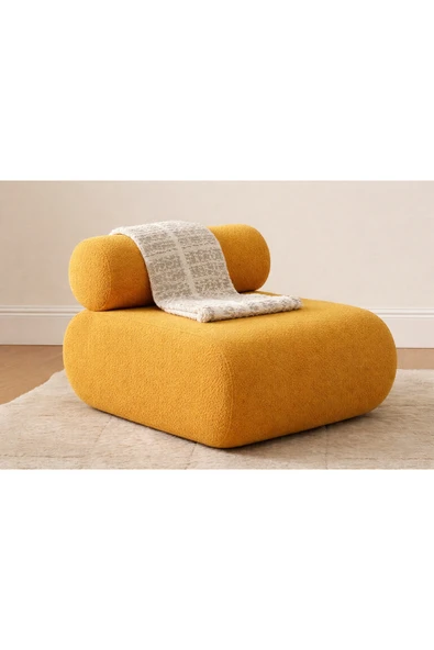 Elissa Home Luna Berjer , Teddy , Hardal , Tekli Koltuk , Ofis , Cafe , Ev 90 x 60 ürün görseli 1