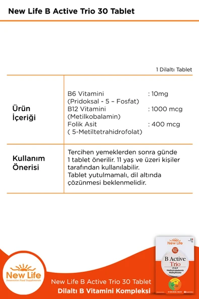 New Life B Active Trio 30 Tablet 2 Adet - Resim 2