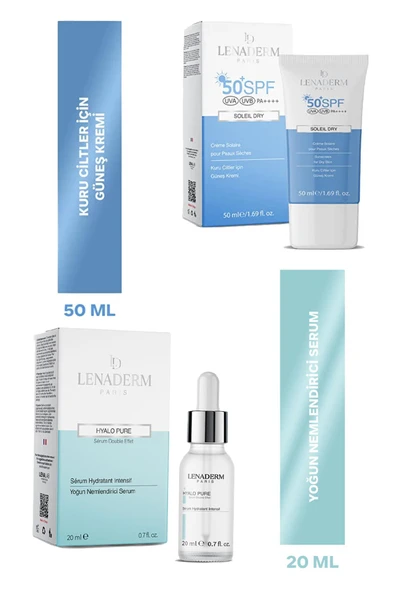 Lenaderm Hyalo Pure Serum 20 ml+Lenaderm Soleil Dry Güneş Kremi 50 ml ürün görseli 1