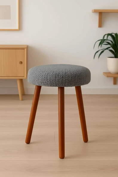 Elissa Home Retro Ağaç Ayak Rahat Oturum Alanlı Puf Tabure Bench Makyaj Pufu 35 x 45 ürün görseli 1
