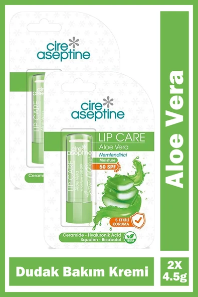 Cire Aseptine Aloe Vera Dudak Bakım Kremi 4,5 gr 2 Adet ürün görseli 1