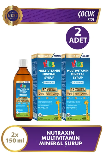 Nutraxin Kids Multivitamin Mineral Şurup 150 ml 2 Adet ürün görseli 1