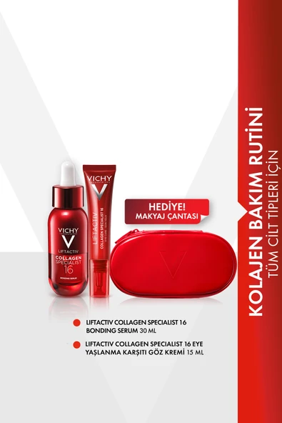 Vichy Liftactiv Collagen Serum 30 ml + Liftactiv Yeux 15ml Çanta Hediyeli ürün görseli 1