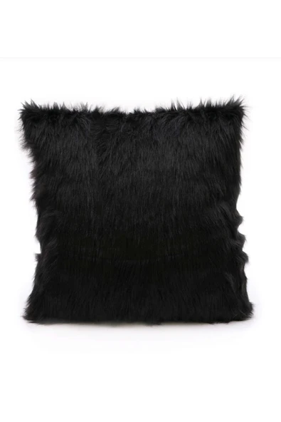 Elissa Home Peluş Kırlent Kılıfı - SİYAH ( Çift taraflı peluş ) 43 x 43 ürün görseli 1