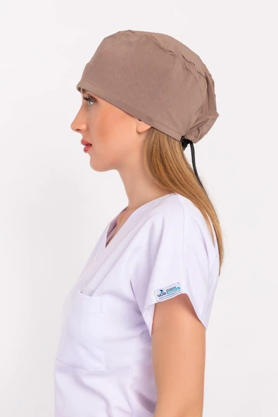 Unisex Düz Vizon Hemşire Doktor Aşçı Hastane Saç Bonesi ürün görseli 1