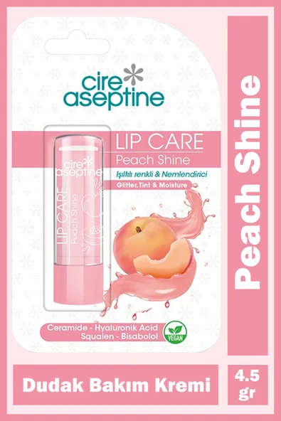 Cire Aseptine Lip Care Peach Shine Renkli Dudak Bakım Kremi 4,5 gr ürün görseli 1