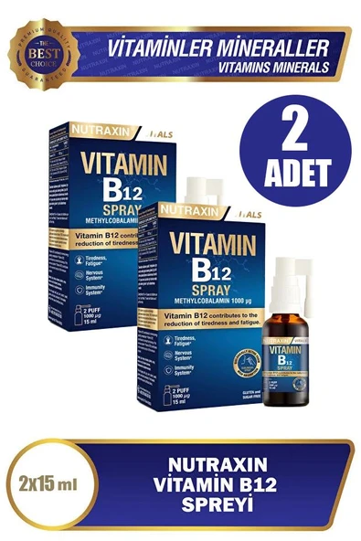 Nutraxin Vitamin B12 Sprey 15 ml 2 Adet ürün görseli 1