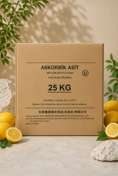 AcarKimya ASKORBİK ASİT E300 (C VİTAMİNİ) - GIDA TAKVİYESİ 25 KG ürün görseli 1