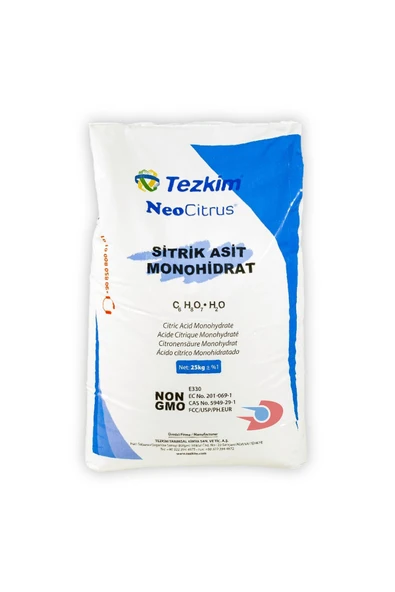TEZKİM Tezkim NeoCitrus Sitrik Asit Monohidrat (E330) - 25.00 KG ürün görseli 1