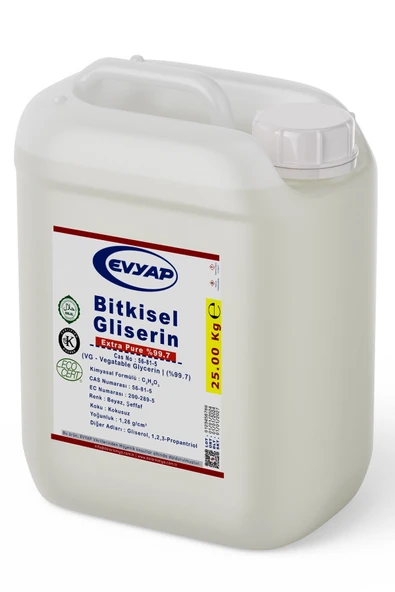 Evyap Bitkisel Gliserin | 25.00 Kg (%99.7 Saflık,Gıda Tipi Yenilebilir,Helal ve Kosher Belgeli) ürün görseli 1