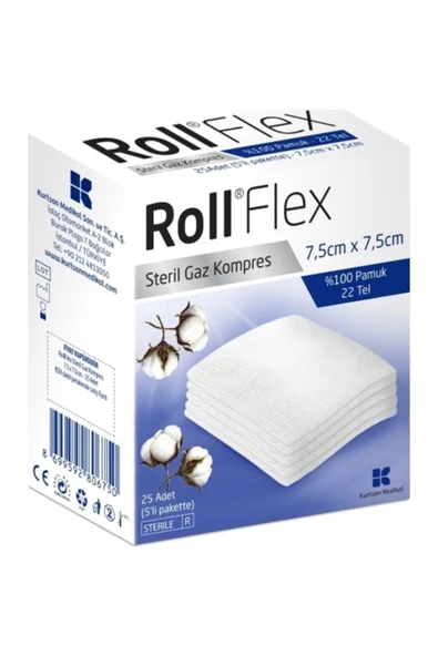 Roll Flex Steril Gaz Kompres 25'lik - 5x5'li Paket ürün görseli 1