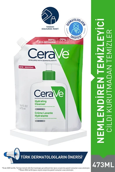 Cerave Hydrating Cleanser Normal ve Kuru Ciltlere Özel Yüz ve Vücut Nemlendirici Temizleyici Refill Dökme Poşet 473 ml ürün görseli 1