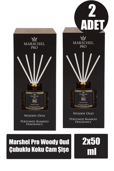 Marshel Pro Woody Oud Çubuklu Koku Cam Şişe 50 ml 2 Adet ürün görseli 1