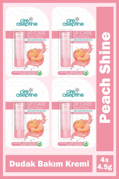Cire Aseptine Lip Care Peach Shine Renkli Dudak Bakım Kremi 4,5 gr 4 Adet ürün görseli 1
