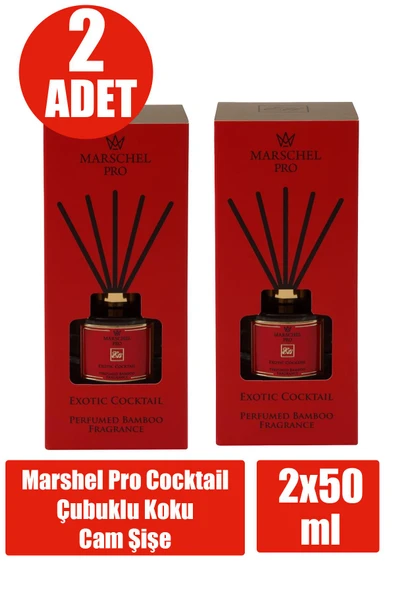 Marshel Pro Cocktail Çubuklu Koku Cam Şişe 50 ml 2 Adet ürün görseli 1