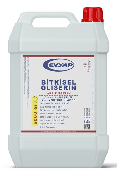 Evyap Bitkisel Gliserin | %99.7 Saflık | Gıda Tipi Yenilebilir | 5.00 Kg ürün görseli 1