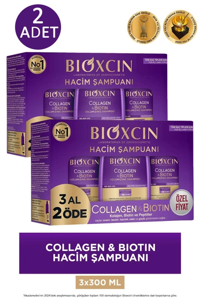 Bioxcin Collagen & Biotin Hacim Şampuanı 300 ml - 3 Al 2 Öde 2 ADET ürün görseli 1