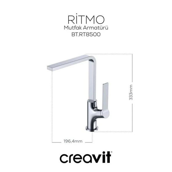 Creavit RT8500 Ondeo Mutfak Bataryası - Krom - Resim 2