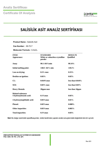 kimyasitesi Salisilik Asit 1000gr - Resim 3