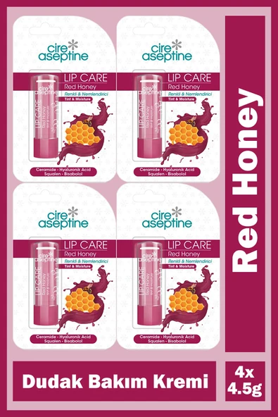 Cire Aseptine Red Honey Renkli Nemlendirici Dudak Bakım Kremi 4,5 gr 4 Adet ürün görseli 1