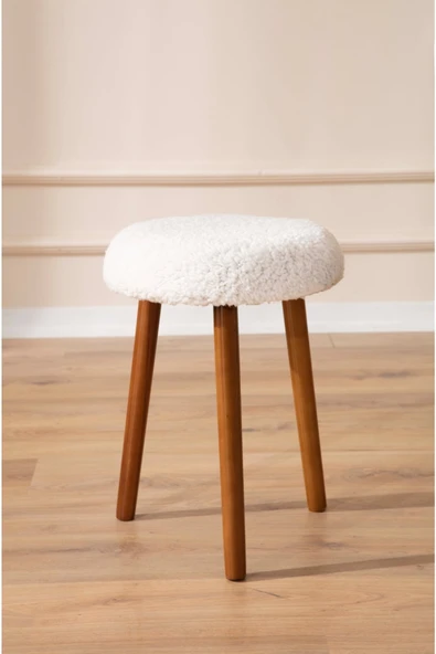Elissa Home Retro Ağaç Ayak Rahat Oturum Alanlı Puf Tabure Bench Makyaj Pufu 35 x 45 ürün görseli 1
