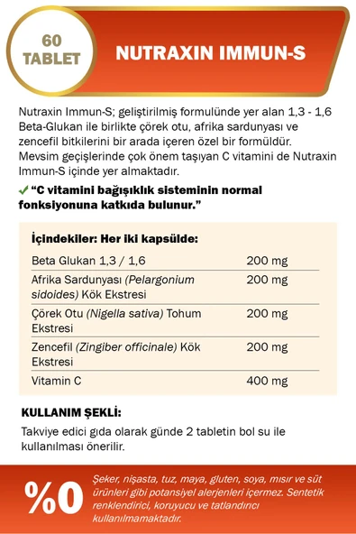 Nutraxin Immun-S 60 Tablet - Resim 2