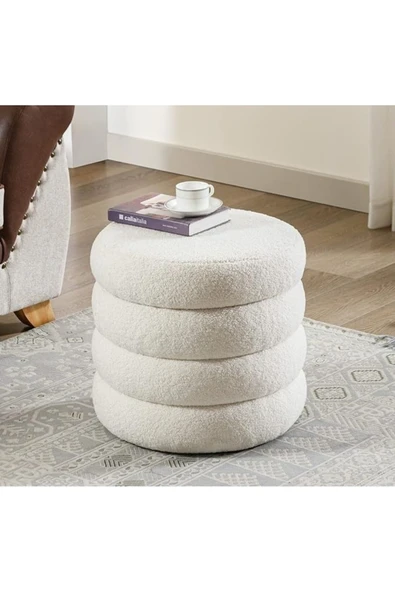 Elissa Home Bukle Puf Teddy Kumaş Boum 4lü - Beyaz 40 x 45 ürün görseli 1