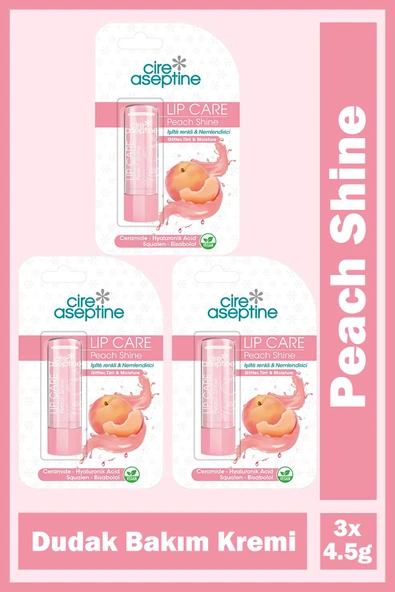 Cire Aseptine Lip Care Peach Shine Renkli Dudak Bakım Kremi 4,5 gr 3 Adet ürün görseli 1