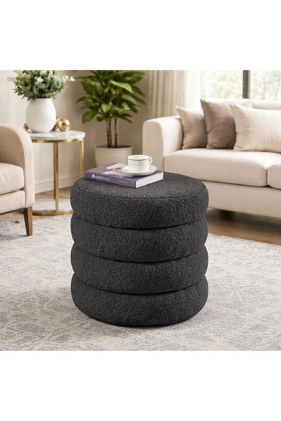 Elissa Home Bukle Puf , Teddy Kumaş , 4 Boum , Bej Rengi 40 x 45 ürün görseli 1