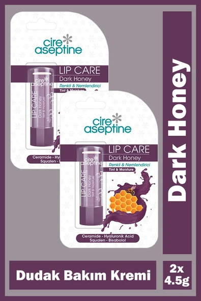 Cire Aseptine Lip Care Dark Honey Renkli Dudak Bakım Kremi 4,5 gr 2 Adet ürün görseli 1