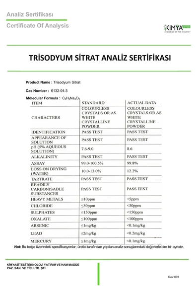 kimyasitesi Trisodyum Sitrat 1000gr - Resim 3