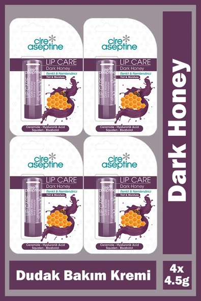 Cire Aseptine Lip Care Dark Honey Renkli Dudak Bakım Kremi 4,5 gr 4 Adet ürün görseli 1