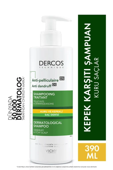 Vichy Dercos Anti-Dandruff Şampuan Kuru Saçlar için Kepek Karşıtı 390 ml ürün görseli 1