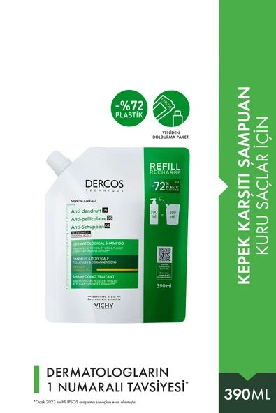 Vichy Dercos Anti Dandruff Kuru Saçlar İçin Kepek Karşıtı Şampuan Refill 390 ml ürün görseli 1
