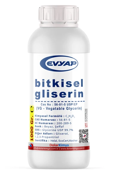 Evyap Bitkisel Gliserin - 1.00 Kg (%99.7 SAFLIK,GIDA TİPİ YENİLEBİLİR) ürün görseli 1