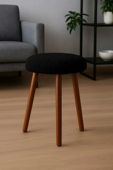 Elissa Home Retro Ağaç Ayak Rahat Oturum Alanlı Puf Tabure Bench Makyaj Pufu 35 x 45 ürün görseli 1