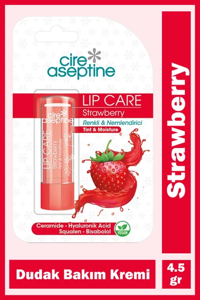 Cire Aseptine Lip Care Strawberry Renkli Dudak Bakım Kremi 4,5 gr ürün görseli 1